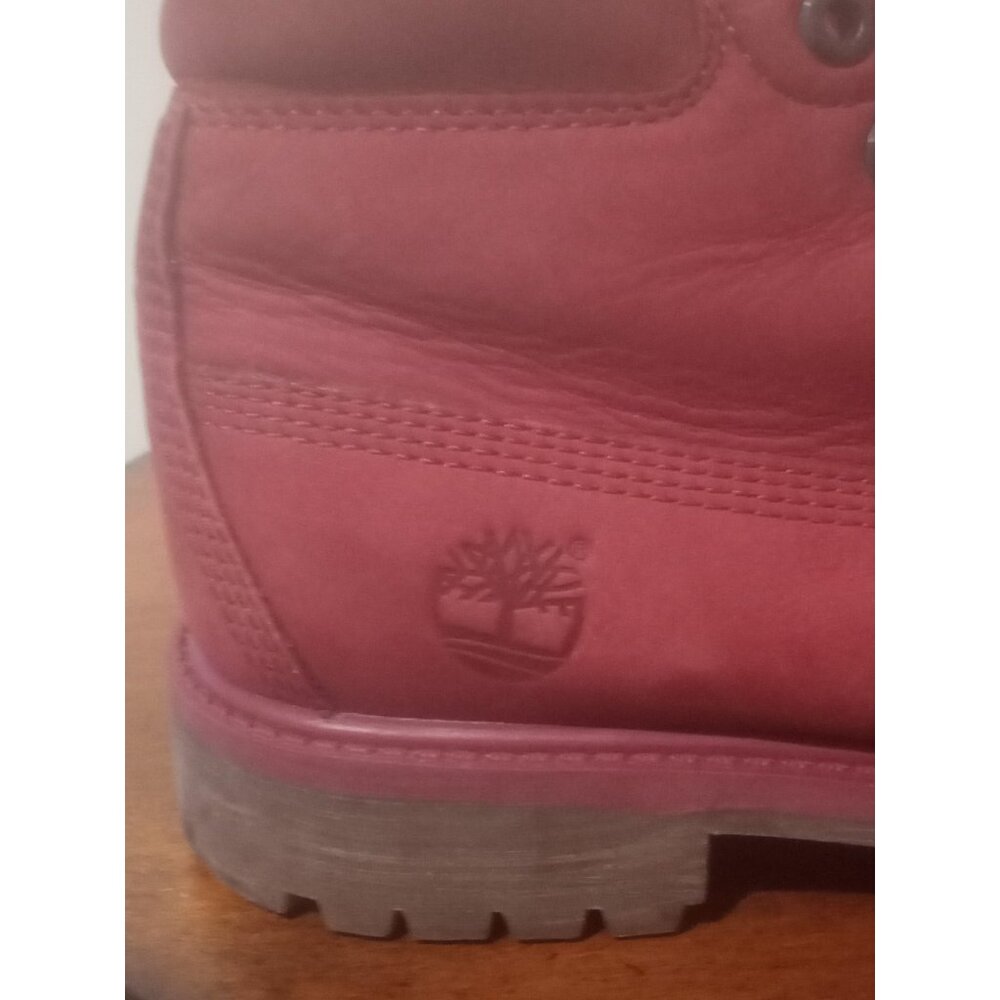 Timberland Premium Waterproof Boots Red Youth Boys Suede Sz 3 - Picture 4 of 13